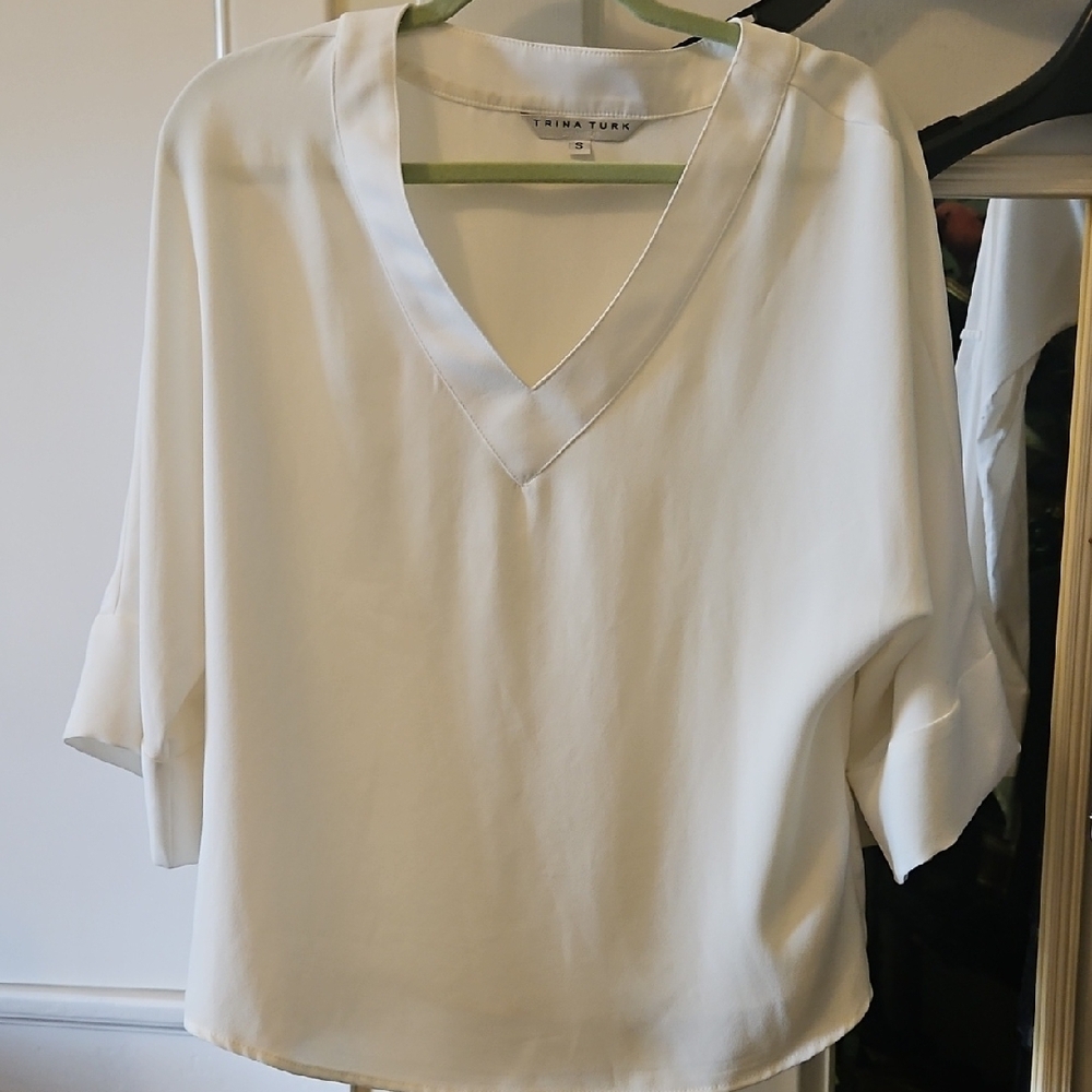 Trina Turk White and Green Top